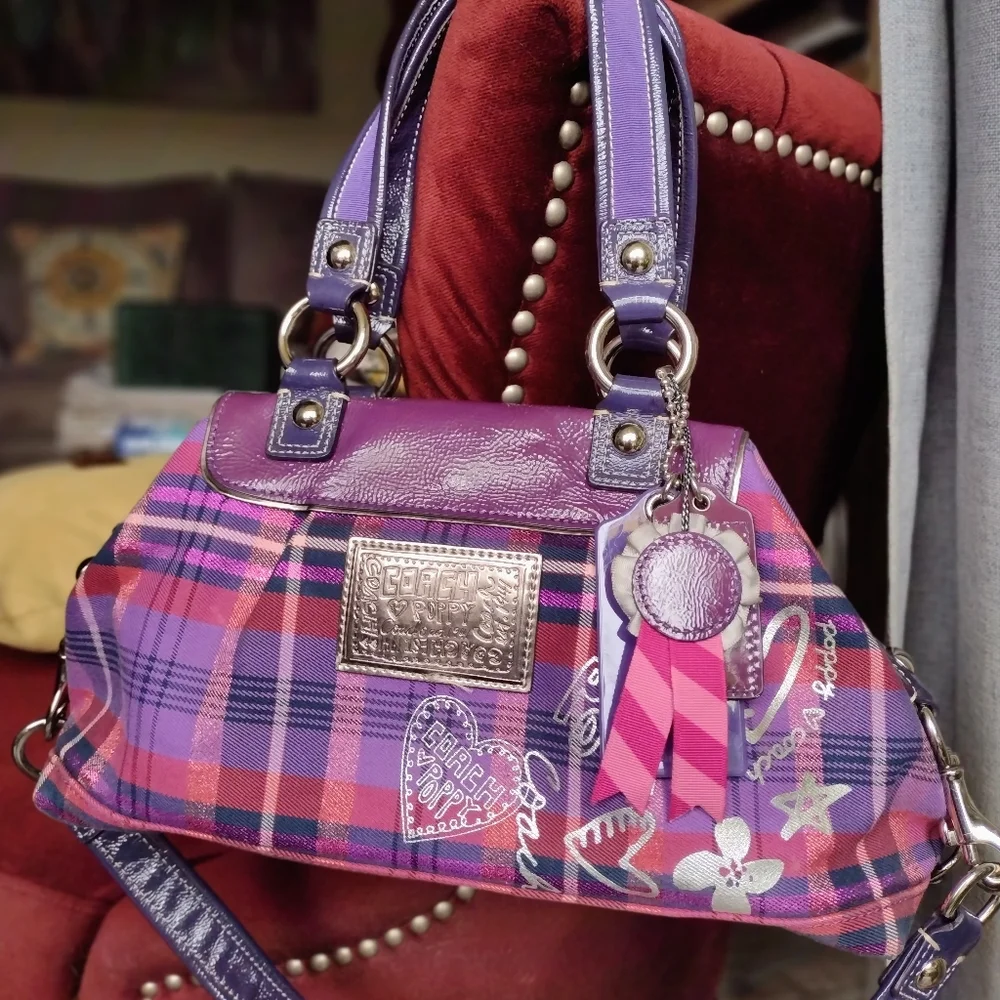 Coach | Bags | Coach Purple Poppy Handbag | Poshmark
